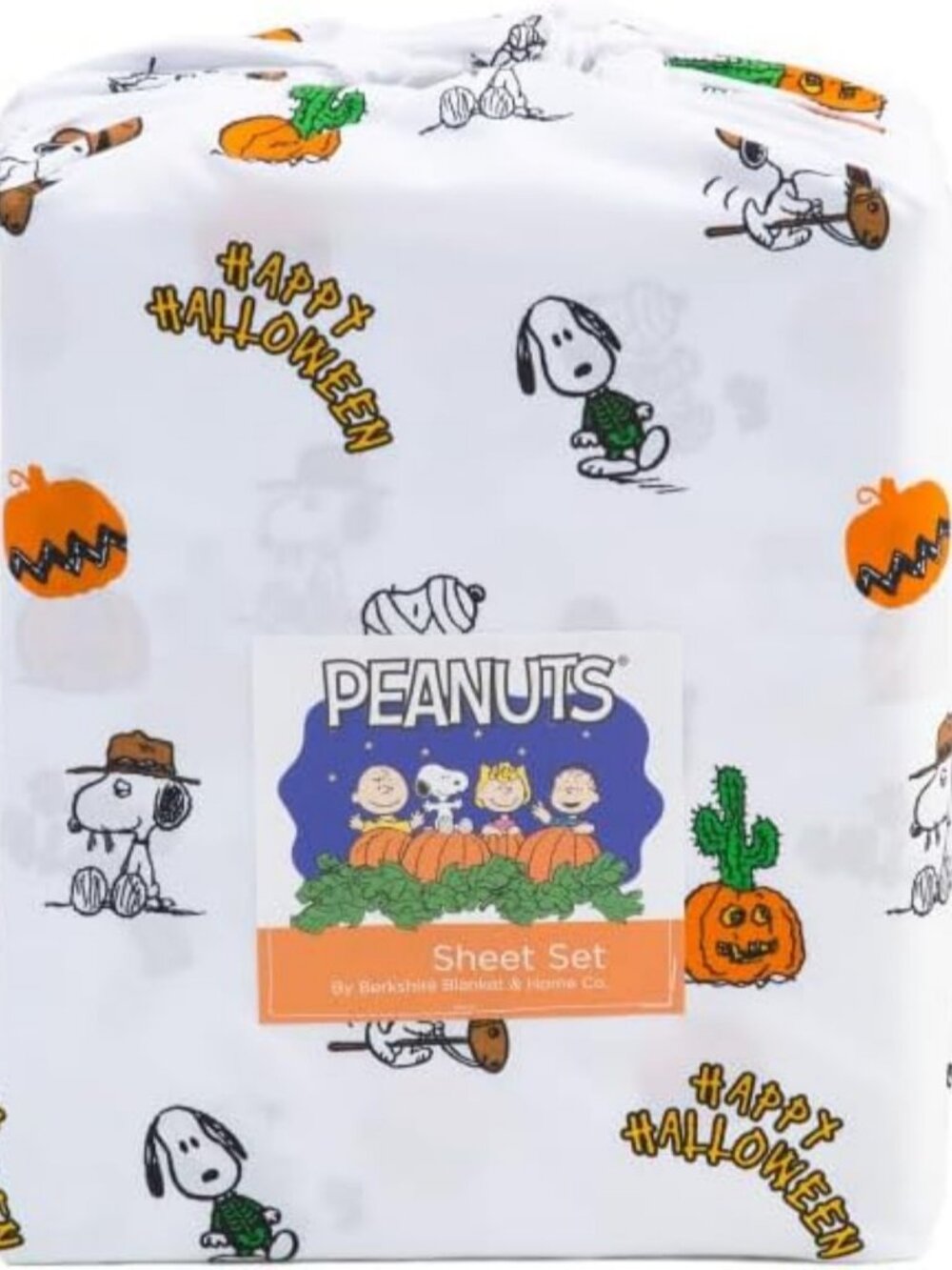 Cozy Halloween Peanuts Themed Queen Sheet Set - Fall Bedding for Spooky Season